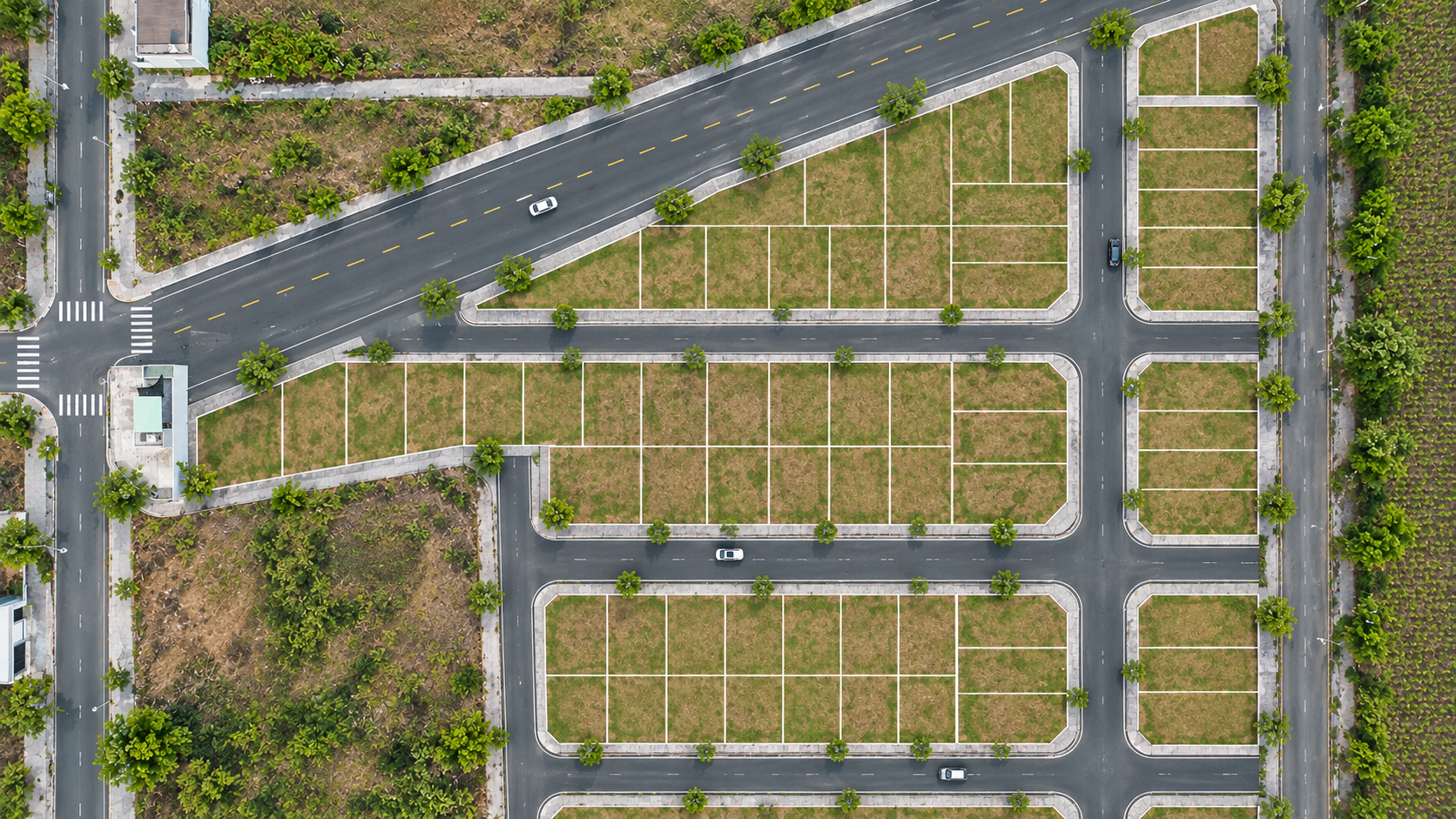 Anis Nagar seen from above, plots marked out on 2.45 acres at Thiruvalangadu